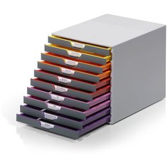 Бокс для документов Durable 7610-27 Varicolor 10 выдвижных ящиков 292x280x356мм ассортисерый