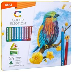 Карандаши цветные Deli EC00225A Color Emotion липа 24цв. мет.кор. 24шт