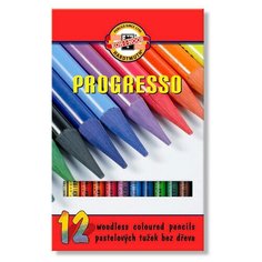 Карандаши цветные Koh-I-Noor Progresso 8756 8756012007PZRU круглые 12цв. цельнографитные карт.кор. 12шт