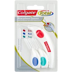 Зубной ершик Colgate Total (2, 4, 5 мм), красный, синий, зеленый, 3 шт.