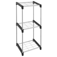 Полка-стеллаж сборный Sheffilton SHT-SS6, СТН-148, пластик черный, металл хром лак, 3 полки 915692 (под заказ)