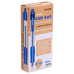 CROWN Набор шариковых ручек CEO Ball 0.7 мм., 12 шт., АВ-2000R, синий цвет чернил