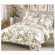 Постельное белье 2-спальное СайлиД A-177, поплин, 2 наволочки 70 х 70 см, белый/зеленый/красный