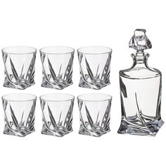 Набор для виски CRYSTALITE квадро 7 пр.: штоф+6 стаканов 850/340 мл h = 27/10 см (669-138)