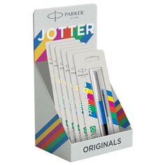 Ручка шариковая Parker "Jotter", синяя, 1,0 мм, пластик. корп., ассорти, 4шт+2, карт. дисплей, цена за штуку, 308060