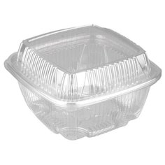 Контейнеры одноразовые Стиролпласт, набор 300шт., 167*173*81мм, 1250мл, с крышкой, ПЭТ, прозрачные, цена за штуку, 300336