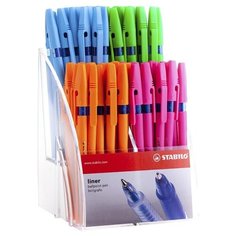 Дисплей шариковых ручек Stabilo "Liner 808", 80шт., синие, 0,7мм, флуоресцентные цвета корпуса, цена за штуку, 181059