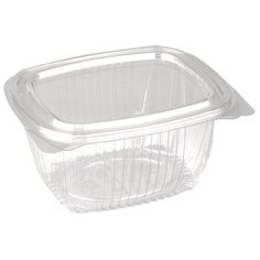 Контейнеры одноразовые Стиролпласт, набор 300шт., 156*129*73мм, 750мл, с крышкой, ПЭТ, прозрачные, цена за штуку, 300333