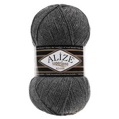 Пряжа Alize Superlana klasik (Суперлана Классик) 182 средне-серый меланж 25% шерсть, 75% акрил 100г 280м 5шт