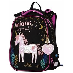 Berlingo ранец Expert Real unicorn, черный/розовый