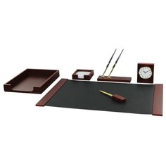 Набор настольный подарочный Delucci 6 предметов, красное дерево, часы, 271036