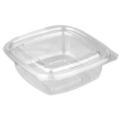 Контейнеры одноразовые Стиролпласт, набор 300шт., 137*142*48мм, 375мл, с крышкой, ПЭТ, прозрачные, 300334