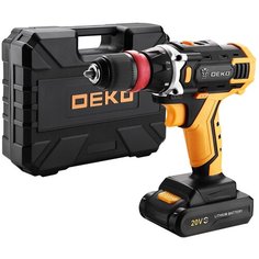 Аккумуляторная дрель-шуруповерт DEKO DKCD20FU-Li SET 3 со съемным патроном в кейсе + оснастка 13шт,