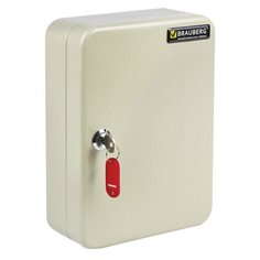 Шкафчик (Ключница) на 48 ключей BRAUBERG, 250х180х80 мм, с замком, +48 брелоков, серый, 290338