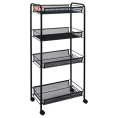 Этажерка ЗМИ для хранения бытовых предметов "ЛАДЬЯ 24К" , цвет Черный, 4 полки