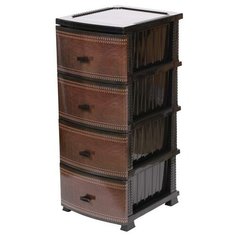 Комод "Декор" 4 ящика "Кожа" черный РОССПЛАСТ