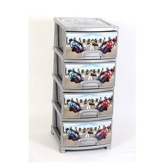 Комод "Декор" 4 ящика "Мотокросс" серебристый перламутр РОССПЛАСТ