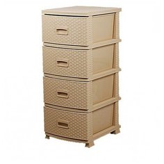 Комод "Декор" 4 ящика "Ротанг" бежевый РОССПЛАСТ