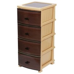 Комод "Декор" 4 ящика "Кожа" бежевый РОССПЛАСТ