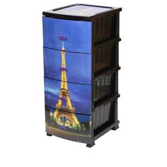 Комод "Декор" 4 ящика "Париж" черный РОССПЛАСТ