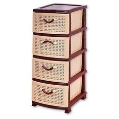 Комод "Ромашка" 4 ящика темно-коричневый/бежевый РОССПЛАСТ