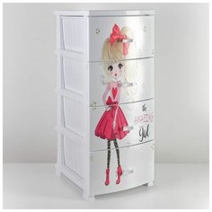 Комод "Декор" 4 ящика "Красотка" белый РОССПЛАСТ