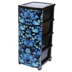 Комод "Декор" 4 ящика "Гжель" черный РОССПЛАСТ