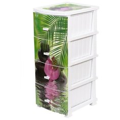 Комод "Декор" 4 ящика "Орхидея" белый РОССПЛАСТ