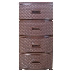 Комод "Декор" 4 ящика "Ротанг" темно-коричневый РОССПЛАСТ