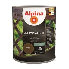 Краска алкидная Alpina Лазурь-гель для дерева полуматовая орех 0.75 л