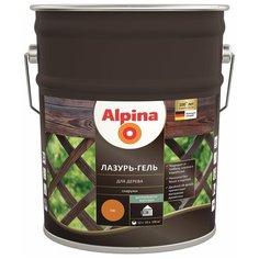 Краска алкидная Alpina Лазурь-гель для дерева полуматовая тик 10 л