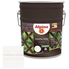 Alpina Лазурь-гель для дерева, лессирующий антисептик шелковисто-матовый, белый (10л)