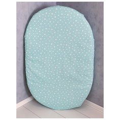 Простыня овальная на резинке СОНИКА из поплина звезды на ментоле