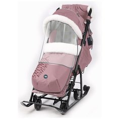 Санки-коляска Ника детям НД7-5К пыльно-розовый с шишкой Nika