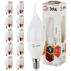Лампа светодиодная ЭРА LED BXS-9W-827-E14 диод, свеча на ветру, 9Вт, тепл, E14, 10 шт ERA
