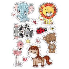 Алмазная мозаика "Наклейки. Веселые зверята", 14х19.5 см ФРЕЯ