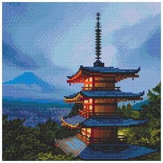 Алмазная мозаика "Японская пагода", 30x30 см Molly