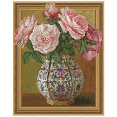 Алмазная мозаика 5D "Бузин. Розы в фарфоровой вазе", 40x50 см Molly