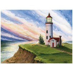 Алмазная мозаика-открытка "Маяк на рассвете", 15x20 см Molly
