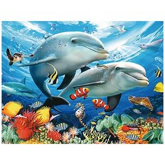 Алмазная мозаика-открытка "Дельфины в море", 15x20 см Molly