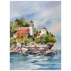 Алмазная мозаика-открытка "Маяк на обрыве", 15x20 см Molly