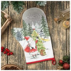 Варежка-прихватка "Желаю счастья" 20х28см,100% х/л, ватин 250г/м2 4461053 Этель