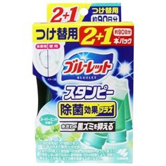 KOBAYASHI гель для унитаза очищающий и дезодорирующий Bluelet, аромат мяты (запасной блок), 3 шт., 0.028 кг