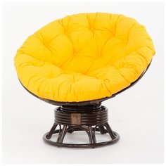 Кресло-качалка Vinotti Calamus Rotan 23/01В темный коньяк/желтая подушка