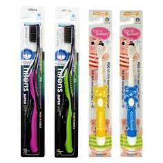 Create Зубные щетки с древесным углем для детей 3-8 лет и для взрослых «мягкие», 4шт