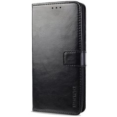 Глянцевый водоотталкивающий чехол портмоне подставка для Xiaomi Poco F3 с магнитной защелкой и отделениями для карт черный 100gadgets