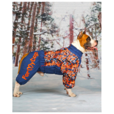 Комбинезон для собак FOR MY DOGS, мужской, синий, оранжевый, D1, спина 70 см