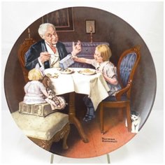 Декоративная коллекционная тарелка "Коллекция Наследие: Гурман". Фарфор, деколь. США, Edwin M.Knowles China Company, Норман Роквелл, 1984
