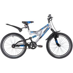 Подростковый горный (MTB) велосипед Novatrack Shark 20 1 (2020) серебристый (требует финальной сборки)
