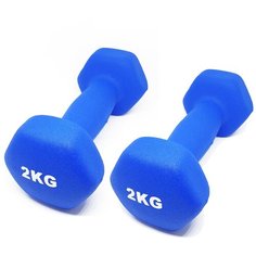 Гантели шестиугольные неопреновые (2x2 кг) 4 кг, синие Icon